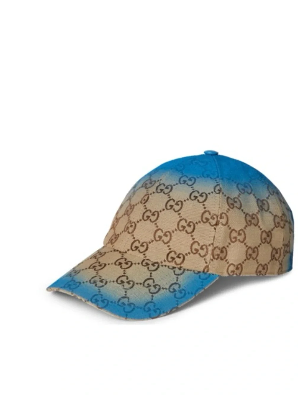Gucci Beige & Brown GG Canvas Baseball Cap with Blue Tint